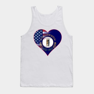 State of Kentucky Flag and American Flag Fusion Design Tank Top